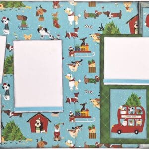 Christmas scrapbook with dogs and photos.