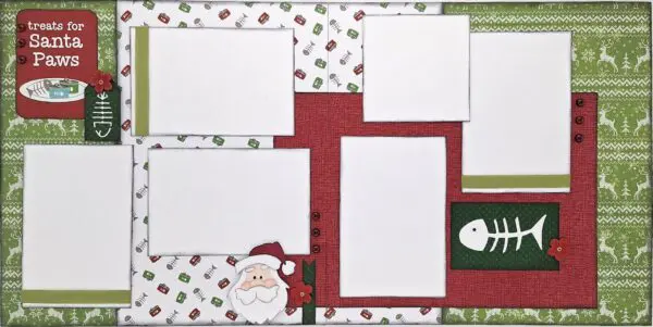 Pets - Cat, Santa Paws  (Note - green sweater paper is not available. Kit will come with a green buffalo check. Photo updated soon!)